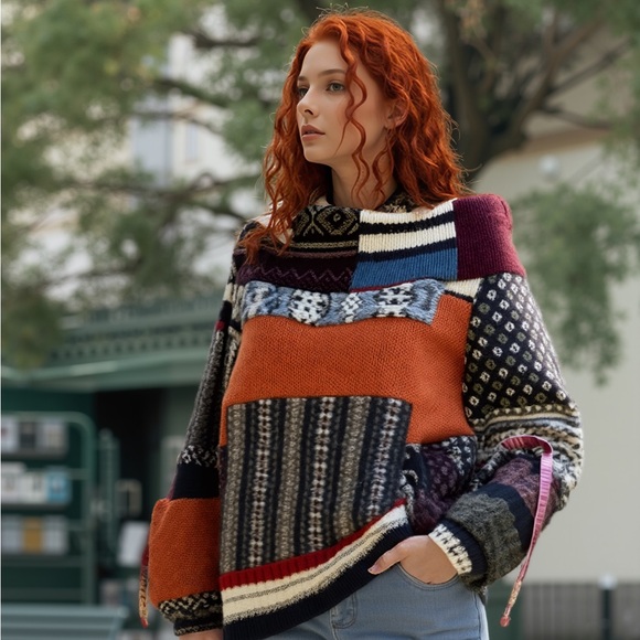 Colorful Patchwork Sweater by Myco Anna. New - Picture 1 of 9